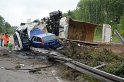 LKW umgestuerzt A 1 Rich Saarbruecken P066